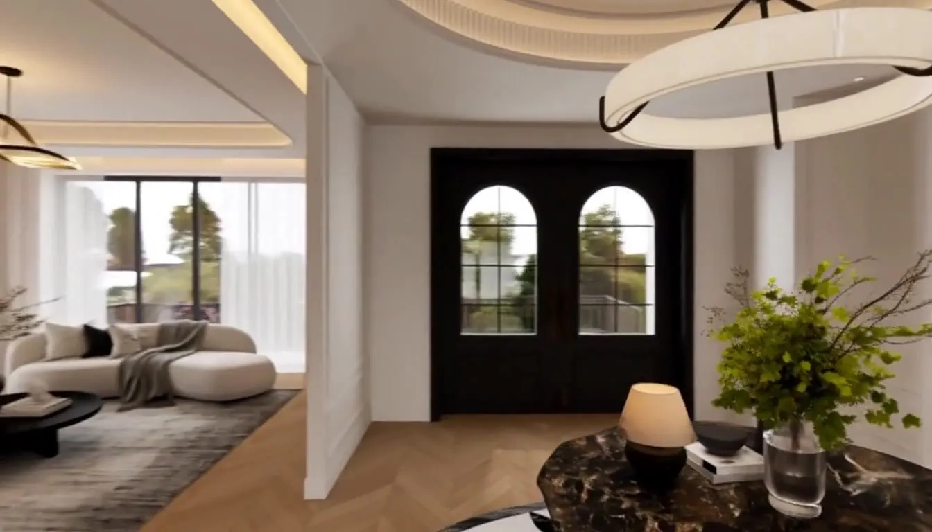 St Ives · Residential design visual · Windows, timber flooring and lighting bring the interior together.